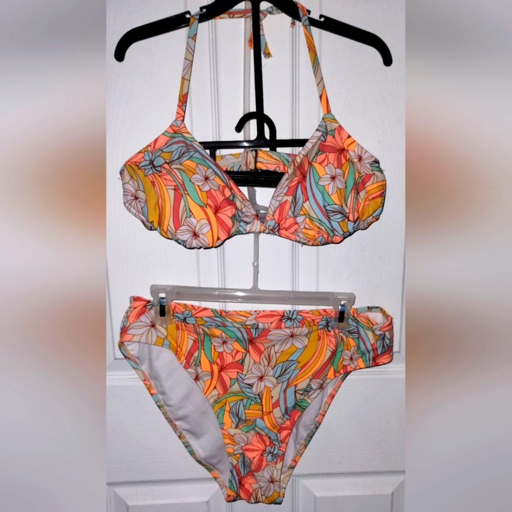 Xhilaration Brand High Waisted 2pc Bikini Swimsuit Size D-DD Top/ XL Bottom